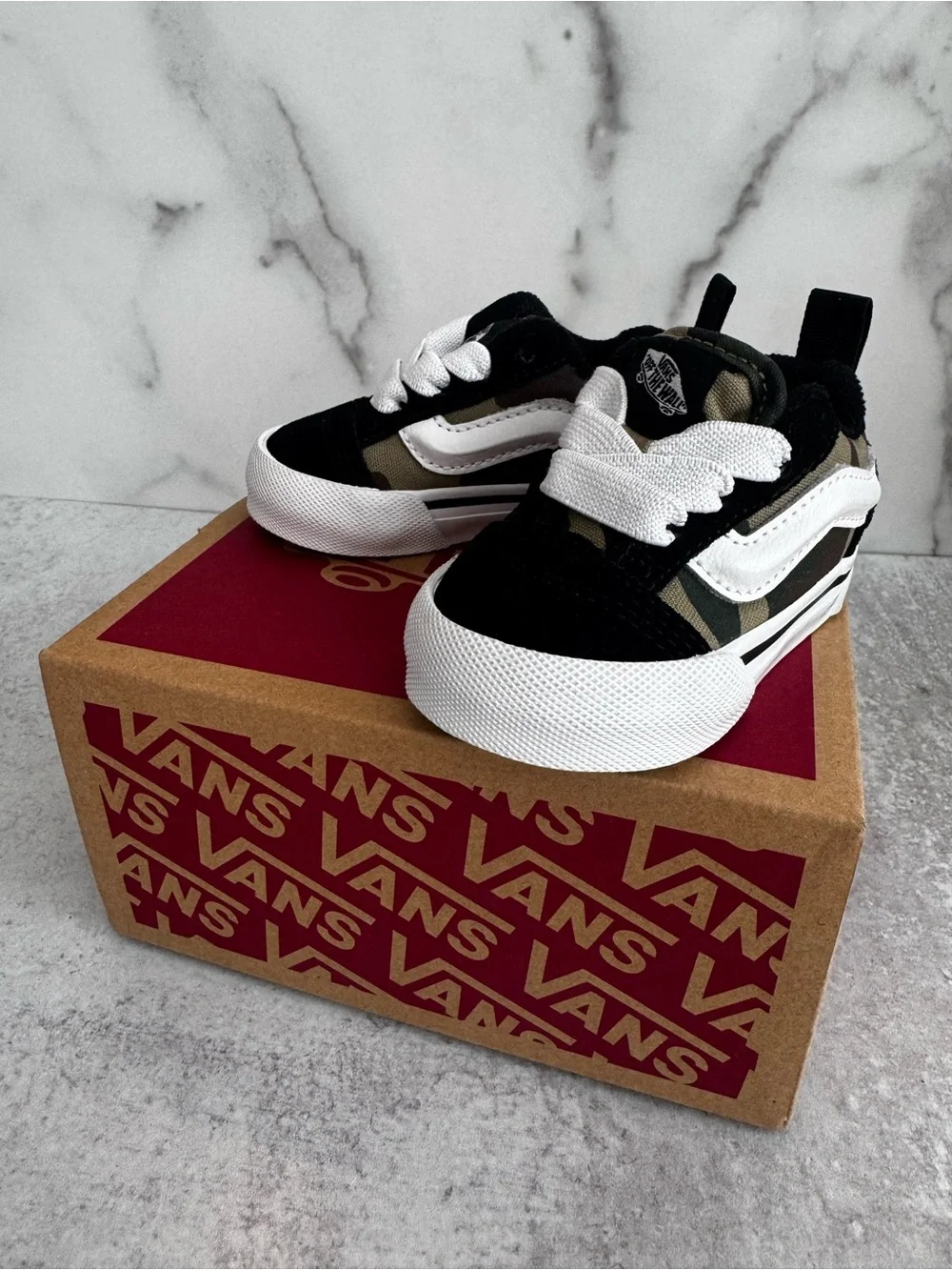 Vans Baby (Size 2) Old Skool Sneakers in Black and Olive Camo